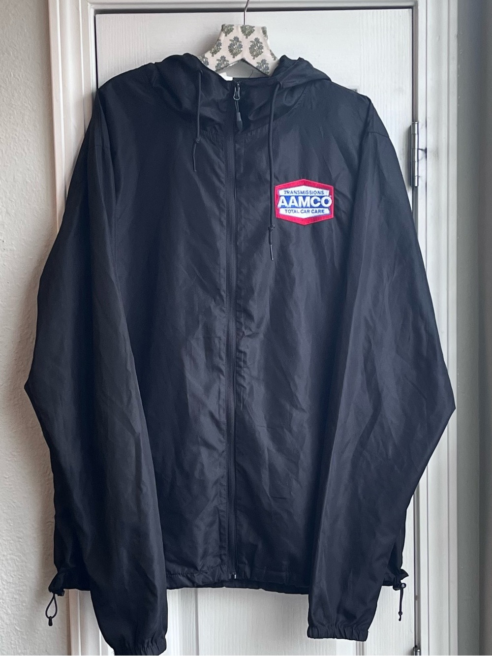 AAMCO Transmissions Total Car Care Windbreaker Jacket Black Hooded Men’s XL